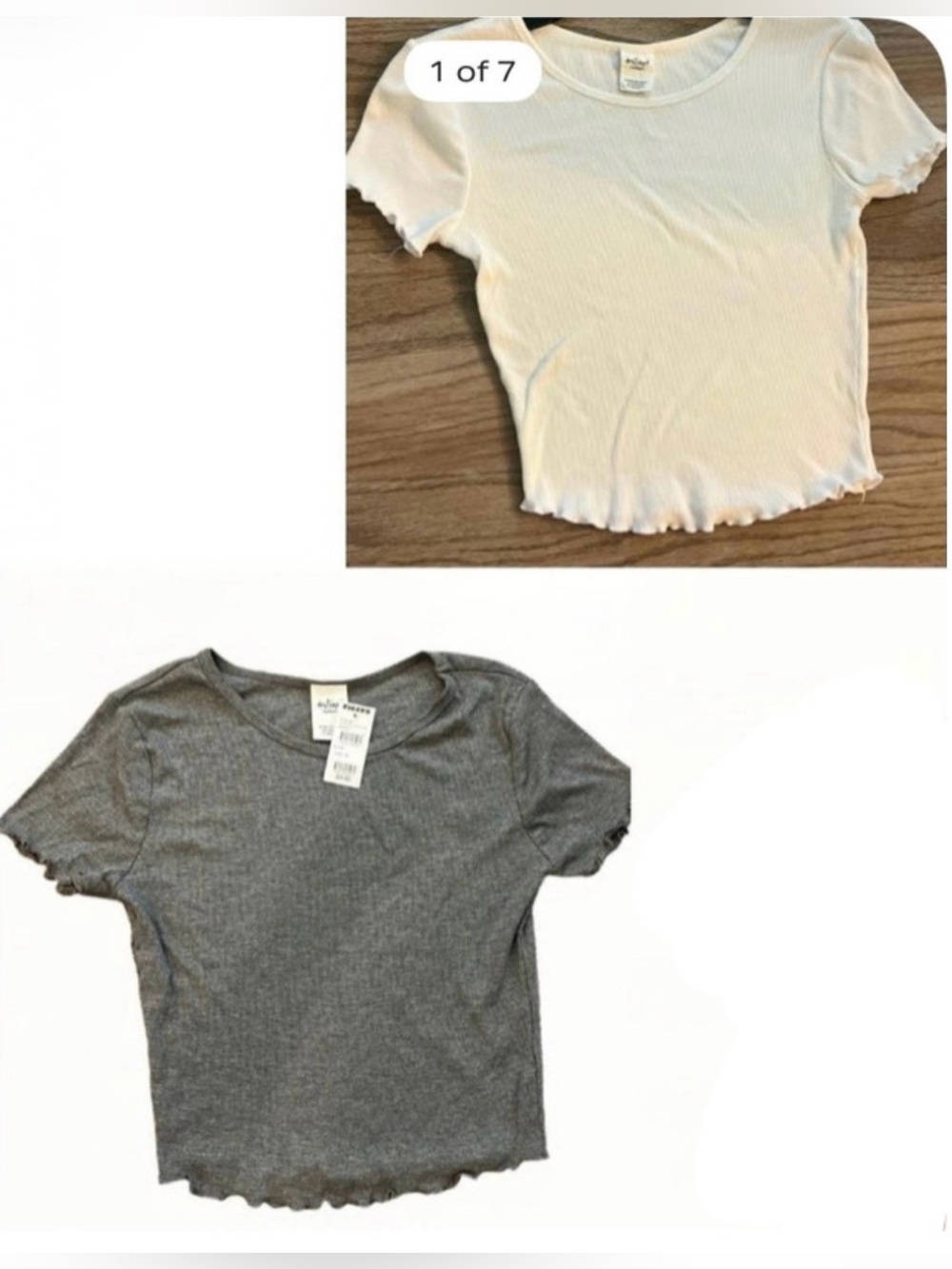 Two women’s M Tilly’s Short Sleeve Ribbed Tee - White & Gray bundle one with tag